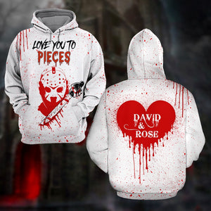 Horror Couple Love You To Pieces, Personalized Couple Halloween Shirt, Gift for Loved One - AOP Products - GoDuckee