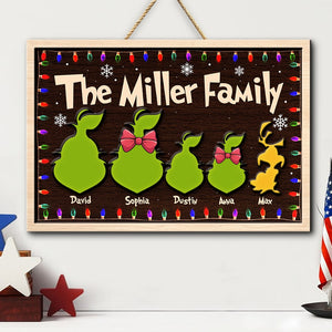 Personalized Christmas Wood Sign, The Green Mean-tempered Family - Wood Sign - GoDuckee