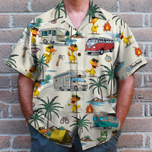 Camping Duck Hawaiian Shirt - Campers & Duck Pattern - Hawaiian Shirts - GoDuckee