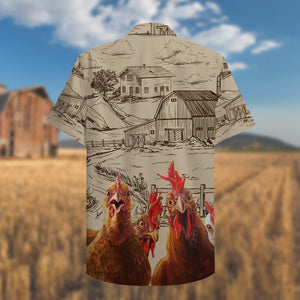 Farmer Chicken Stop staring at my cock Funny Hawaiian Shirt, Aloha Shirt - Hawaiian Shirts - GoDuckee