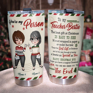 Personalized Teacher Bestie Tumbler Cup -A Bestie As Special As You - Teacher Girl Doll - Tumbler Cup - GoDuckee