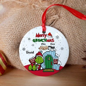 Merry Grinchmas Personalized Dog Ornament, Gift For Dog Lovers - Ornament - GoDuckee
