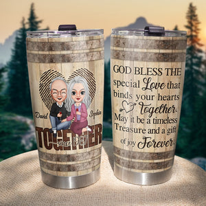 God Bless The Special Love That Binds Your Hearts Together Personalized Old Couple Tumbler - Tumbler Cup - GoDuckee