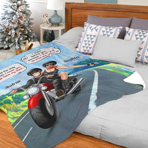 I Lead The Way Because I Know You Always Have My Back, Blanket Young Couple Motorcycle Forever - Blanket - GoDuckee