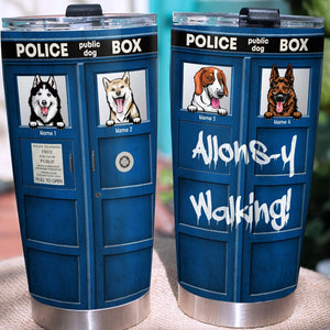 Personalized Dog Lovers Tumbler - Phone Box Who rescued who - Custom Dog Breeds - Tumbler Cup - GoDuckee