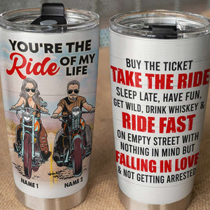 Personalized Biker Couple Tumbler Cup - The Ride of My Life - Couple On The Ride - Tumbler Cup - GoDuckee