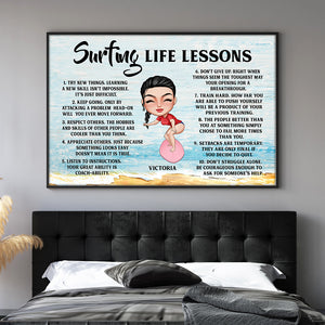 Surfing Life Lessons Personalized Surfing Canvas Print - Poster & Canvas - GoDuckee
