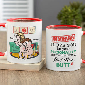 Warning I Love You For Your Personality Personalized Mug, Funny Couple Gift - Coffee Mug - GoDuckee