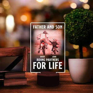 Father and Kid Riding Partners For Life - Personalized Led Night Light - Gift for Dad - Motocross Dad and Kid - Led Night Light - GoDuckee