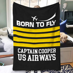 Born To Fly Personalized Pilot Blanket, Gift For Pilot - Blanket - GoDuckee
