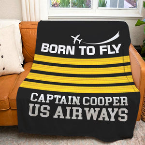 Born To Fly Personalized Pilot Blanket, Gift For Pilot - Blanket - GoDuckee