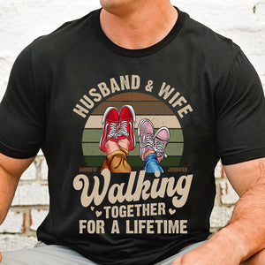 Husband and Wife Walking Together Personalized Shirt, Gift For Couple - Shirts - GoDuckee