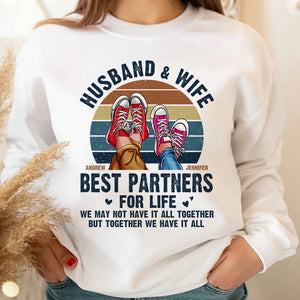 Husband and Wife Best Partners For Life Personalized Shirt, Gift For Couple - Shirts - GoDuckee