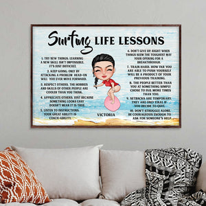 Surfing Life Lessons Personalized Surfing Canvas Print - Poster & Canvas - GoDuckee