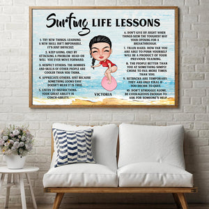 Surfing Life Lessons Personalized Surfing Canvas Print - Poster & Canvas - GoDuckee