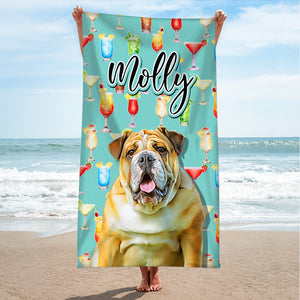 Custom Dog Photo - Funy Beach Towel - Donut Pattern - Beach Towel - GoDuckee