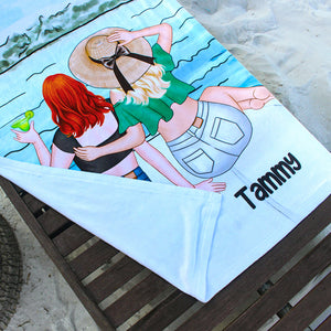 Our Laughs Are Limitless - Personalized Beach Towel - Gifts For Big Sister, Sistas, Girls Trip - Beach Towel - GoDuckee