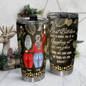 Best Bitches Laughing At Our Own Jokes Personalized Autumn Friends Tumbler - Tumbler Cup - GoDuckee
