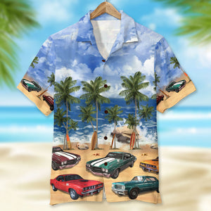 Custom Classic Car Photo Hawaiian Shirt, Beach Pattern, Summer Gift (Up To 5 Photos) - Hawaiian Shirts - GoDuckee