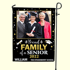 Personalized Graduation Flag - Proud Family Of A Senior - Laughing Graduate - Flag - GoDuckee