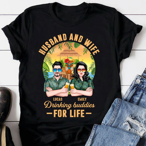 Husband And Wife Drinking Buddies For Life Personalized Couple Shirt Gift For Couple - Shirts - GoDuckee