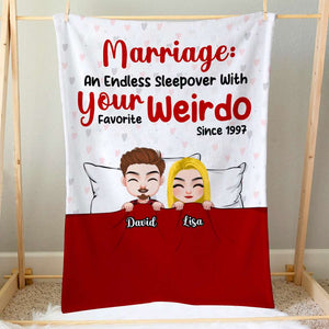 Marriage An Endless Sleepover With Your Favorite Weirdo, Couple Sleeping Blanket - Blanket - GoDuckee