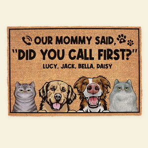 Did You Call First, Personalized Door Mat, Gift For Dog And Cat Lover - Doormat - GoDuckee