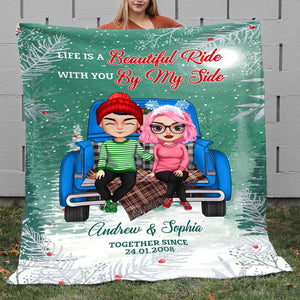 Couple Life Is A Beautiful Ride With You By My Side, Personalized Blanket, Gift For Couples - Blanket - GoDuckee