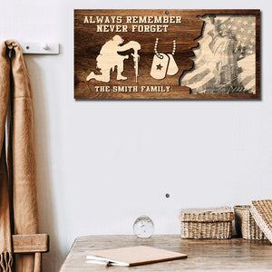 Always Remember Never Forget Personalized Military Layer Wood Art - Wood Sign - GoDuckee