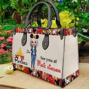 See You At Magic Kingdom Personalized Retired Teacher Leather Bag Gift For Teacher - Leather Bag - GoDuckee