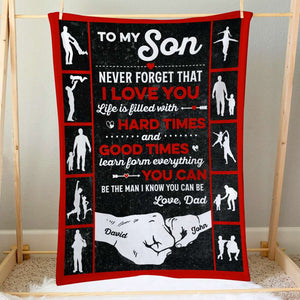 Never Forget That I Love You Personalized Blanket, Father And Son Gift - Blanket - GoDuckee
