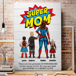 No One Can Beat Super Mom's Love, Personalized Canvas Poster, Mother's Day Gift For Mom - Poster & Canvas - GoDuckee
