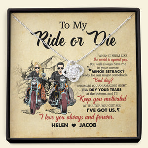 Biker Couple To My Ride Or Die - Personalized Love Knot Necklace - Jewelry - GoDuckee