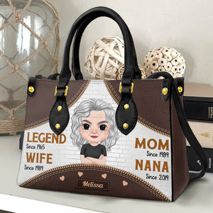 Personalized Grandma Leather Bag, Gift For Grandma, Mother's Day Gift - Leather Bag - GoDuckee