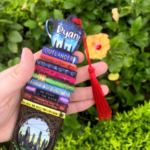 Personalized Outlander Bookmark - Gift For Book Lover - Book Stack Pattern - Bookmarks - GoDuckee