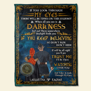 Personalized Viking Couple Blanket - If You Look Through My Eyes - Blanket - GoDuckee