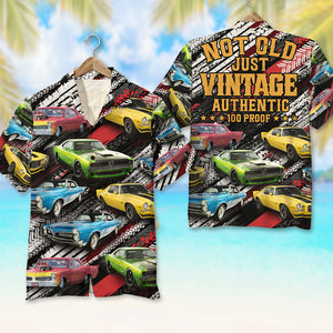Not Old Just Vintage Authentic - Custom Classic Car Photo Hawaiian Shirt - Gift For Car Lovers - Hawaiian Shirts - GoDuckee