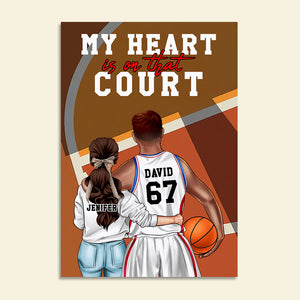 Personalized Basketball Couple Poster - My Heart Is On That Field - Couple Shoulder to Shoulder - Poster & Canvas - GoDuckee