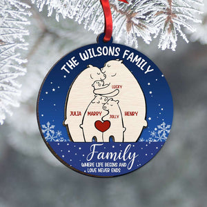 Family Where Life Begins And Love Never Ends Personalized Wood Ornament - Ornament - GoDuckee