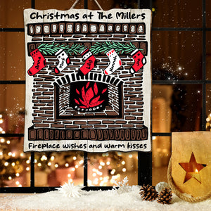 Fireplace Wishes And Warm Kisses Personalized Wood Sign, Christmas Gift - Wood Sign - GoDuckee