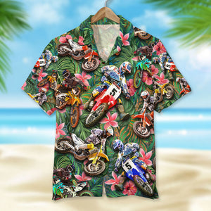 Custom Motocross Hawaiian Shirt, Tropical Pattern F - Hawaiian Shirts - GoDuckee