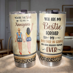 Personalized Besties Tumbler Cup - Side By Side Or Miles Apart Sisters Will Always Be Connected By Heart - Tumbler Cup - GoDuckee
