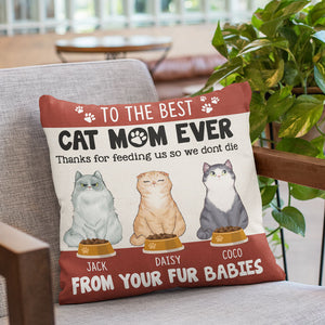 To The Best Cat Mom Ever, Personalized Square Pillow, Mother's Day Gift, Gift For Cat Mom - Pillow - GoDuckee