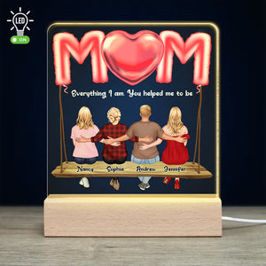 Mother’s Love Is Peace, Mom And Children Personalized 3D Led Light Wooden Base, Gift For Mother's Day - Led Night Light - GoDuckee
