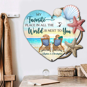 My Favorite Place In All The World Is Next To You Personalized Layer Wood Sign - Wood Sign - GoDuckee