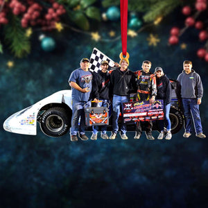 Custom Photo Dirt Track Racing Family Ornament, Christmas Tree Decor, Gift For Racer - Ornament - GoDuckee