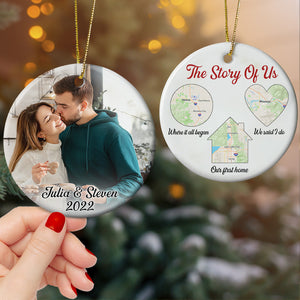 The Story Of Us Personalized Couple Ornament, Custom Love Map - Ornament - GoDuckee