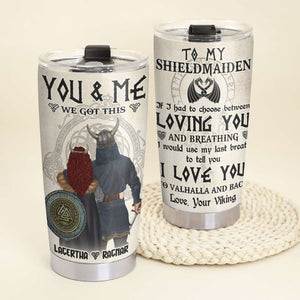 Personalized Viking Couple Tumbler Cup - To My Shield Maiden - Tumbler Cup - GoDuckee