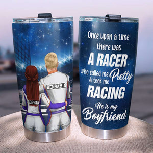 Personalized Racing Couple Tumbler Cup - Boyfriend Called Me Pretty and Took Me Racing - Couple Shoulder to Shoulder - Tumbler Cup - GoDuckee