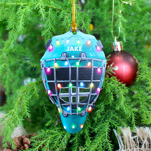 Ice Hockey Helmet With Cage - Personalized Christmas Ornament - Gifts for Ice Hockey Lovers - Ornament - GoDuckee